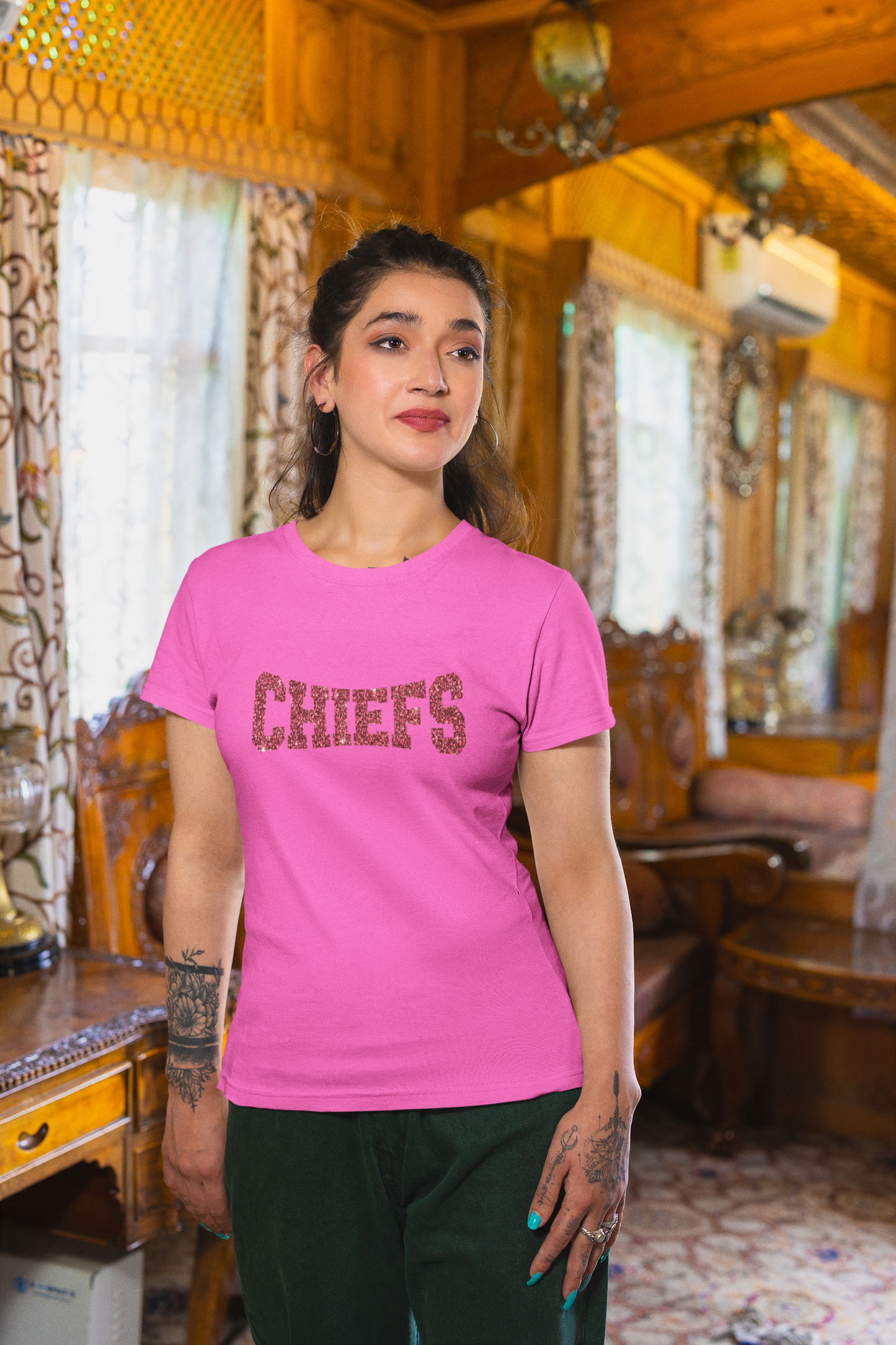 Red Sparkle Chiefs - Kansas City Chiefs Inspired Women's T-Shirt